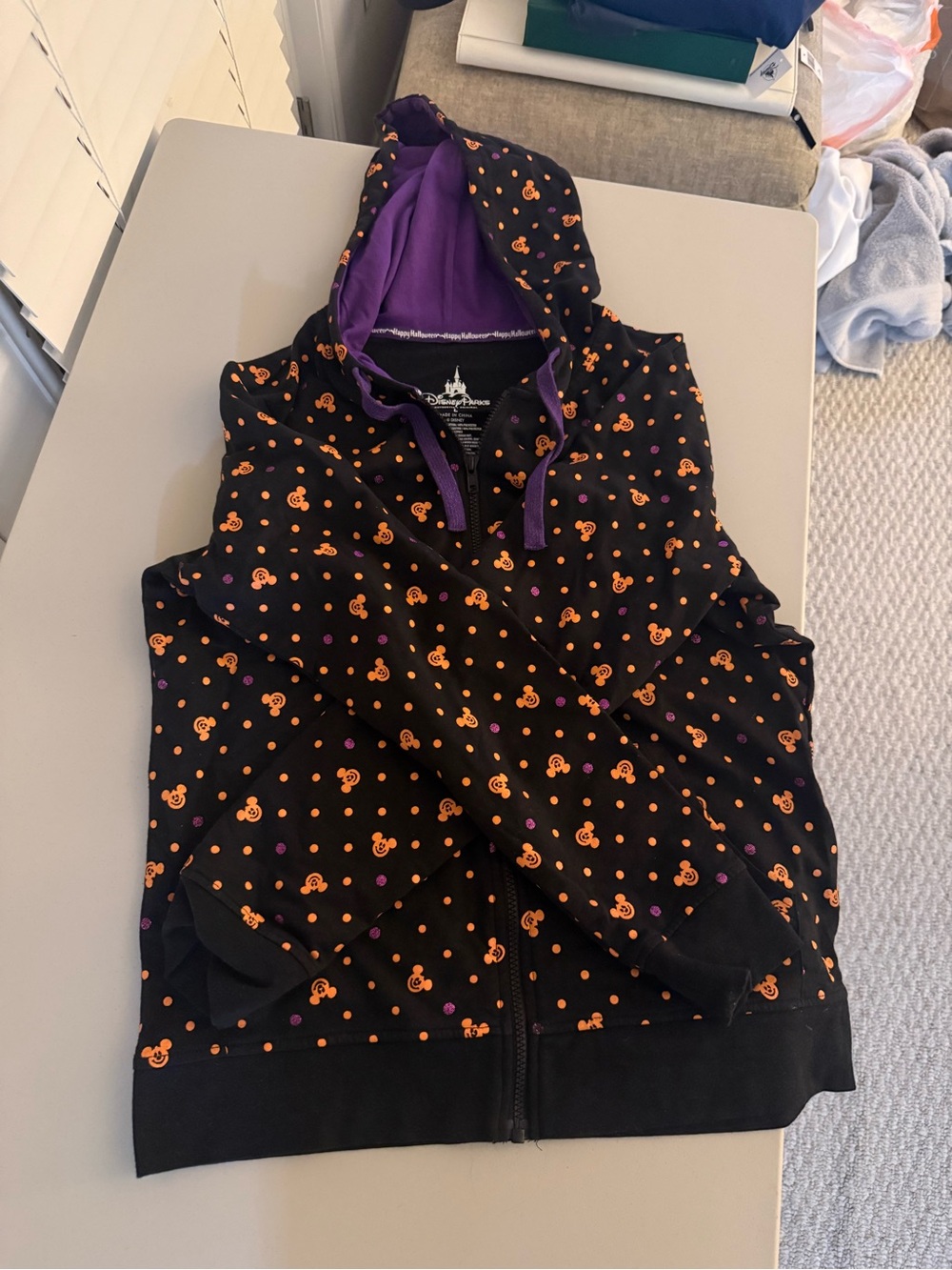Disney Parks Hoodie Halloween Hoodie Micky Pumpkin Head Polka Dot Women’s Large